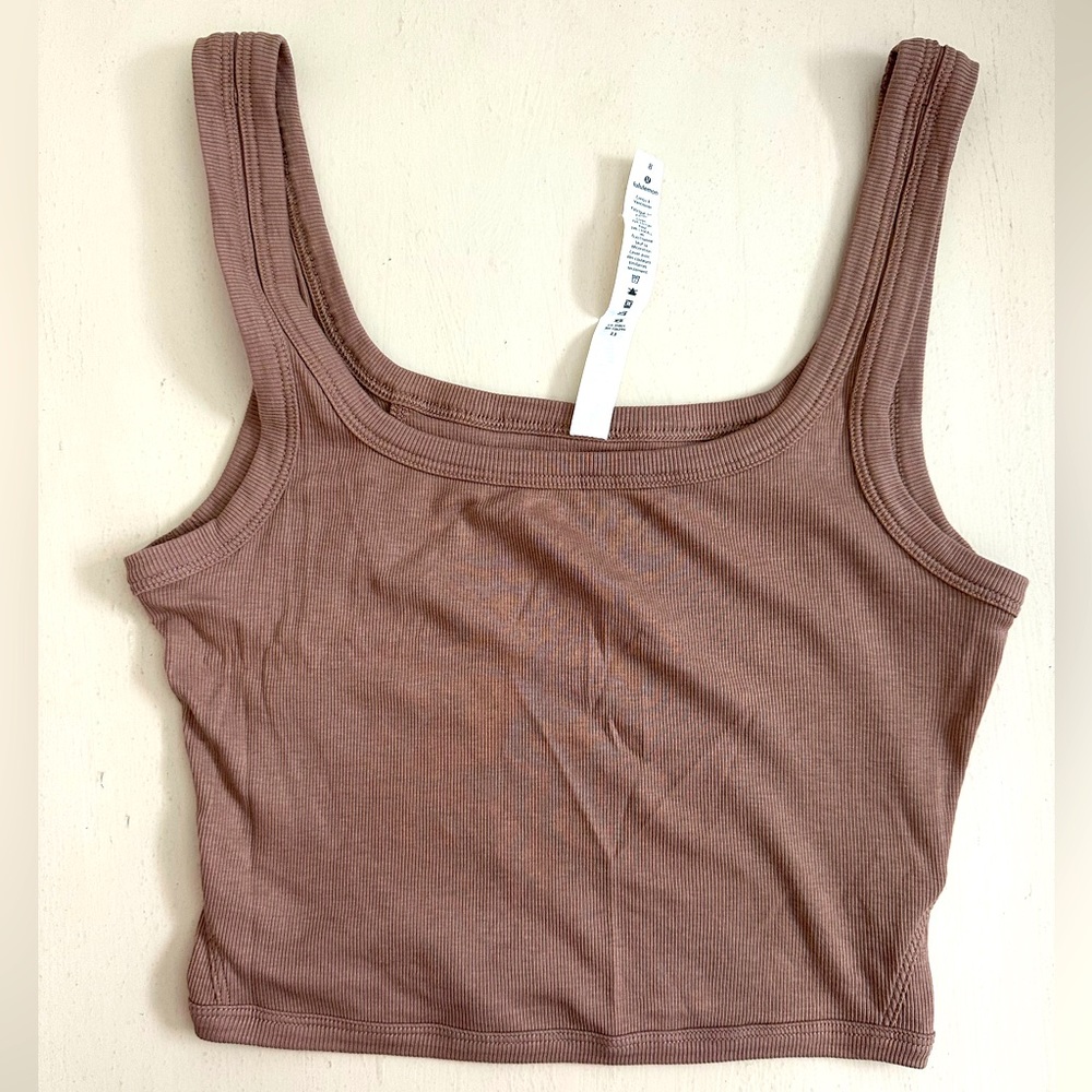 COPY - NWOT women Lululemon Held Tight Tank. Thin ribbed, crop, tank top. Tan b…